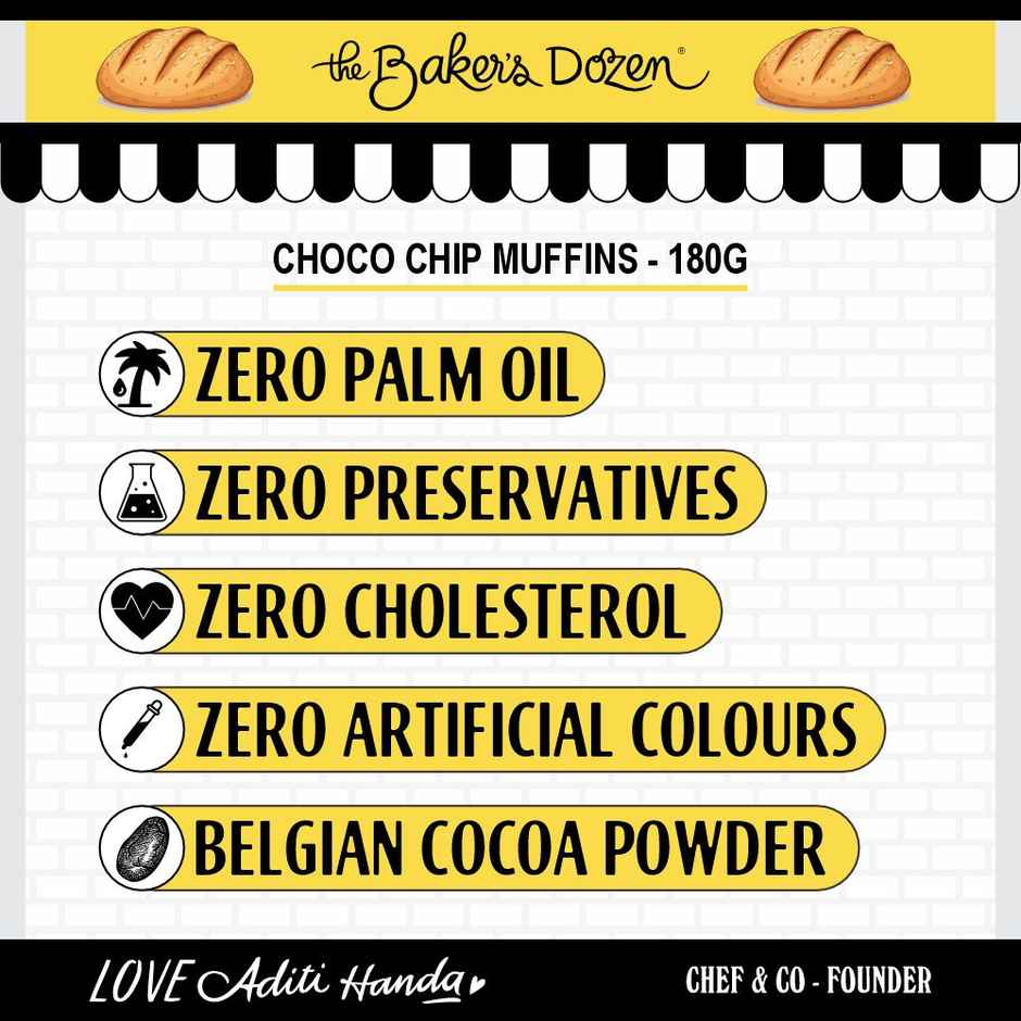 The Baker's Dozen Chocochip Muffin | Veg/Eggless Cake | Chocolate Cake | Cup Cake | Choco Muffin