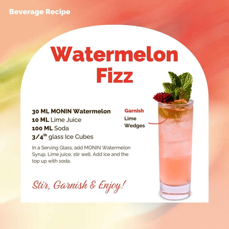 Monin Watermelon Syrup for Cocktails | Mocktails | Coolers