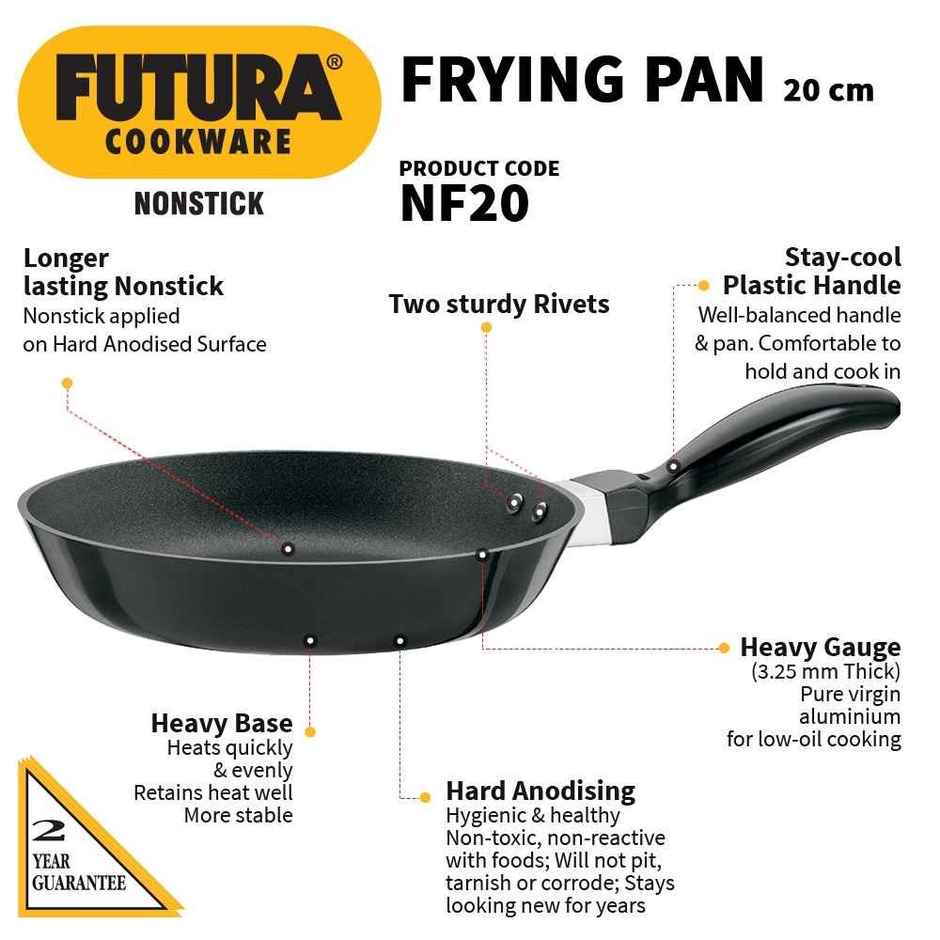 Hawkins Futura 20 Cm Frying Pan Non Stick Fry Pan Small Pan - Black
