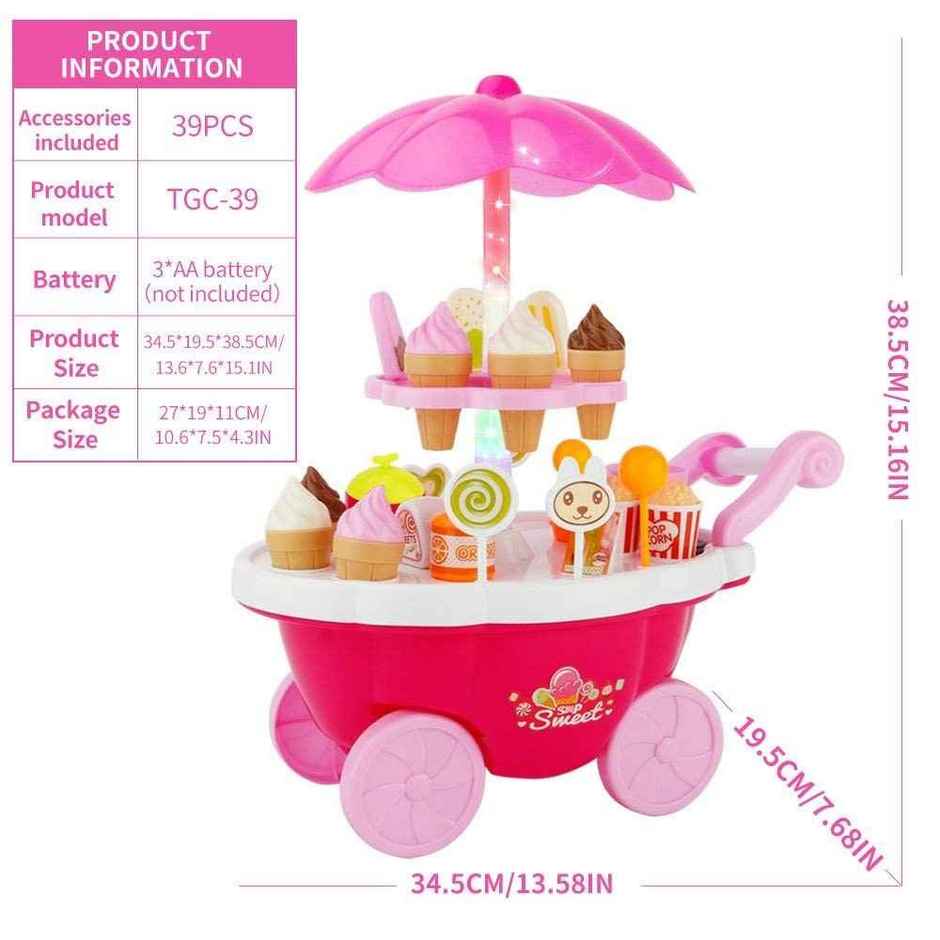 Toyshine Ice Cream Kitchen Play Set | 2 + Years | Pink | Plastic | 39 Pcs