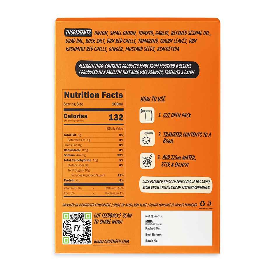 Chutnefy Spicy Onion Chutney - Value Pack | Serves 5-6 People - 0% Additives-Colours-Preservatives