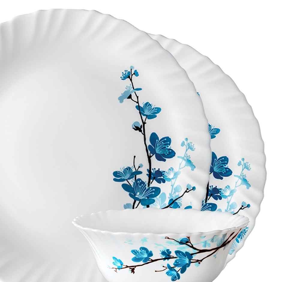 Larah By Borosil Mimosa 19Pc Dinner Set Opalware Crockery For Dining & Gifting - White