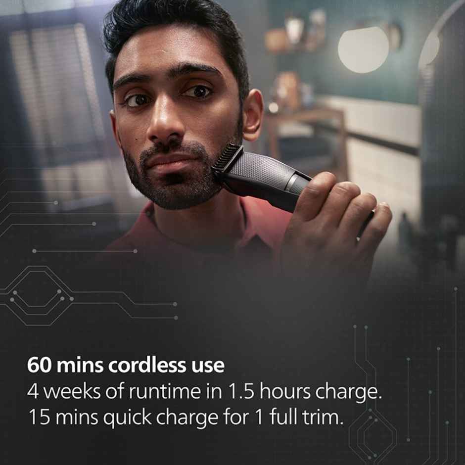 Philips Cordless Beard Trimmer for Men with Lift & Trim Technology|10 Length Setting|BT3302/15