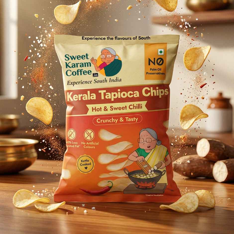 Sweet Karam Coffee Kerala Tapioca Chips | Hot & Sweet Chilli | Homestyle Wafers