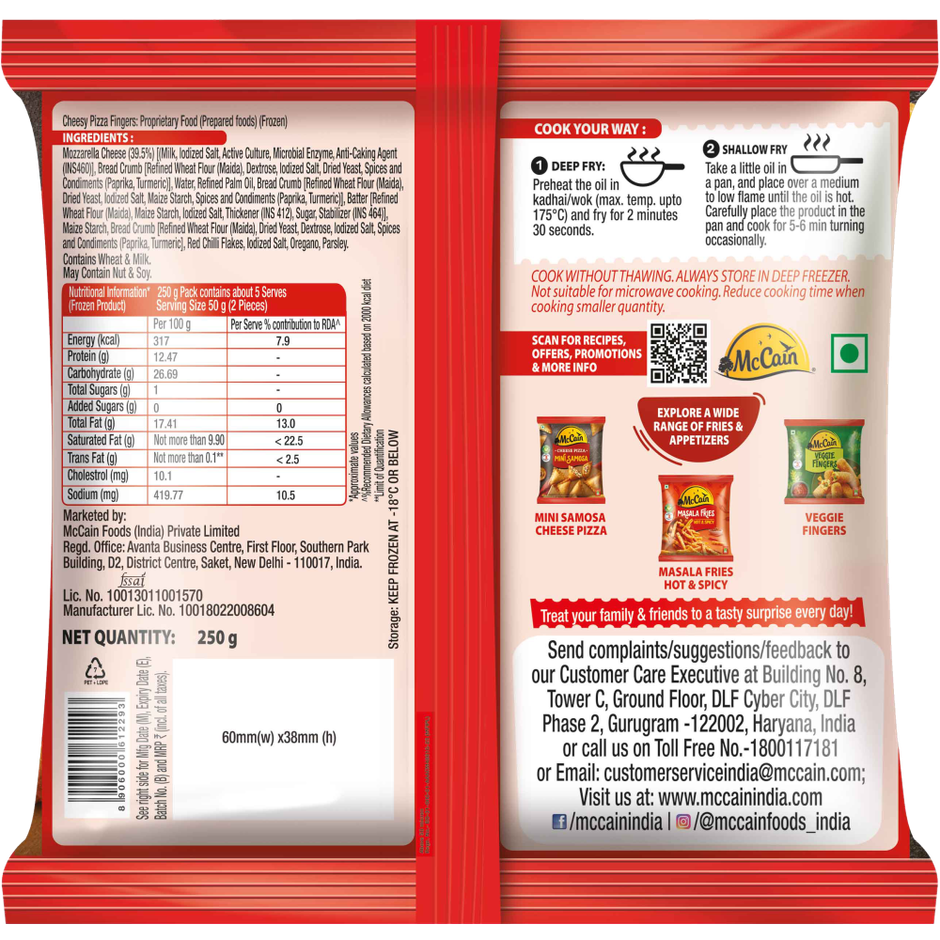 McCain Cheesy Pizza Finger | Ready To Cook Snack