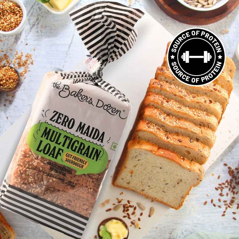The Baker's Dozen Zero Maida Multigrain Bread - No Palm Oil No Preservative 100% Wholewheat
