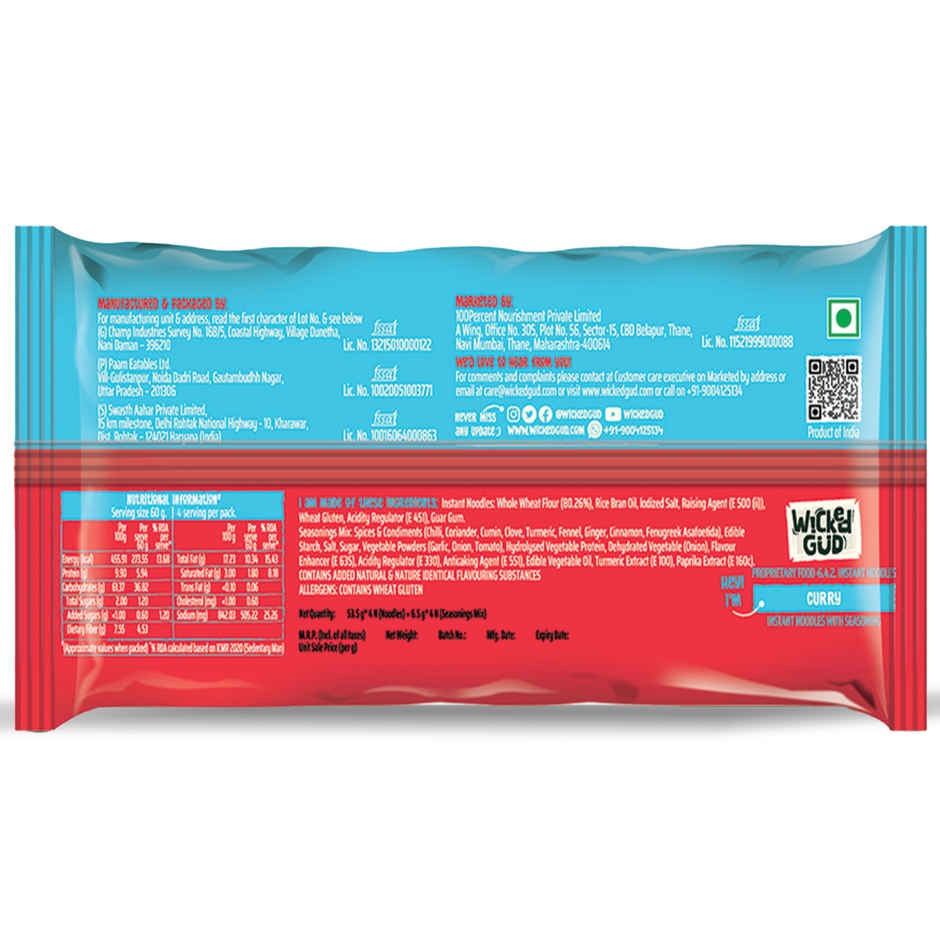 WickedGud Whole Wheat Curry Noodles | No Maida | No Palm Oil | Source of Protein