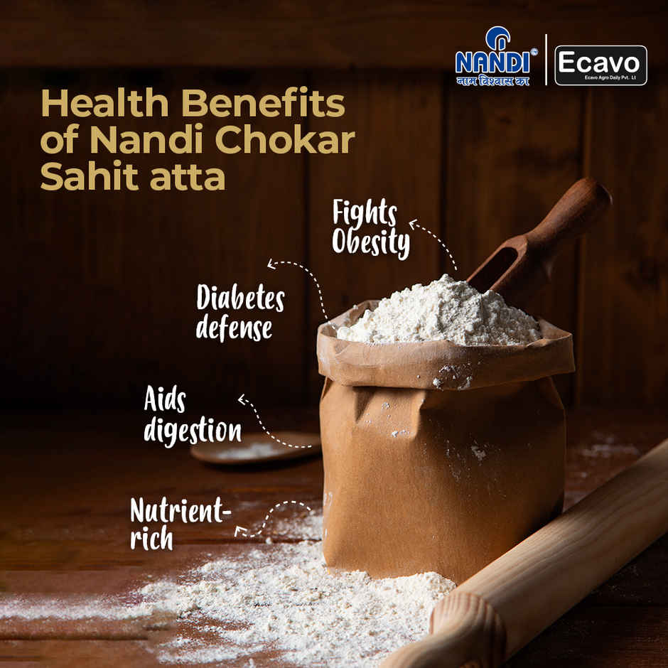 Nandi Chokar Sahit High Fibre Atta (0% Maida) Sharbati Blend