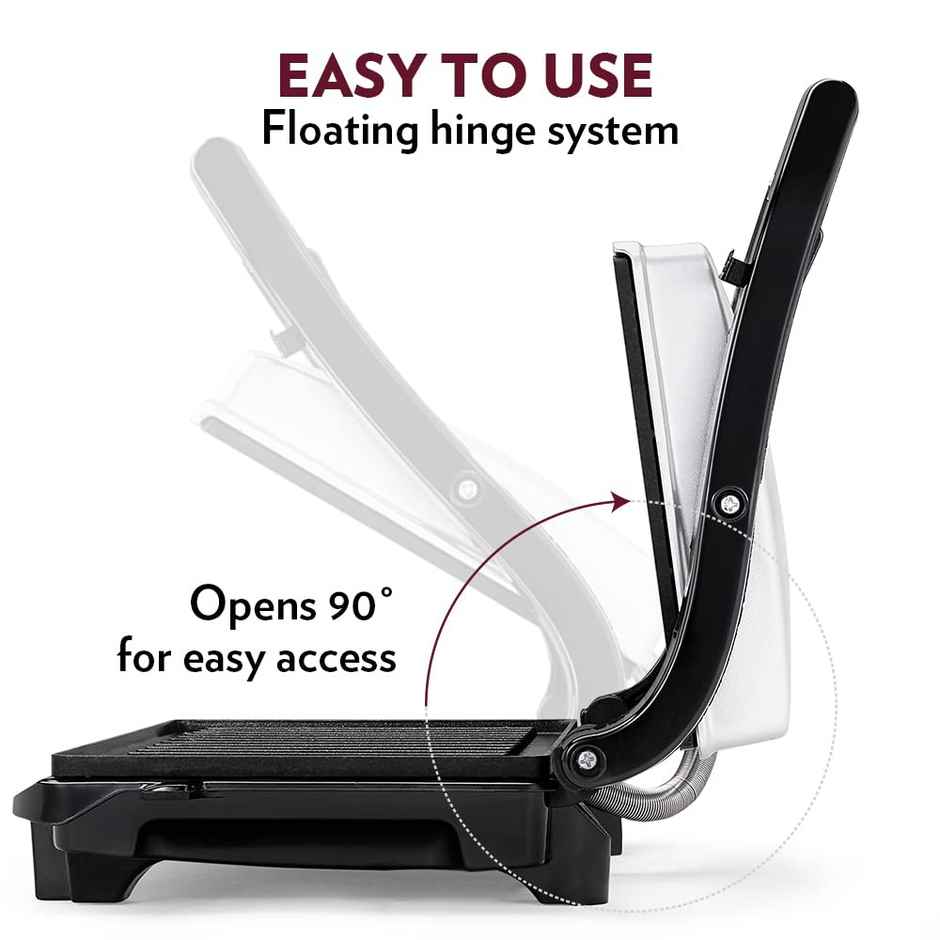 Borosil 700W Prime Grill Sandwich Maker,Make 2 Sandwich,Nonstick Coating Grill Plates Opens to 90