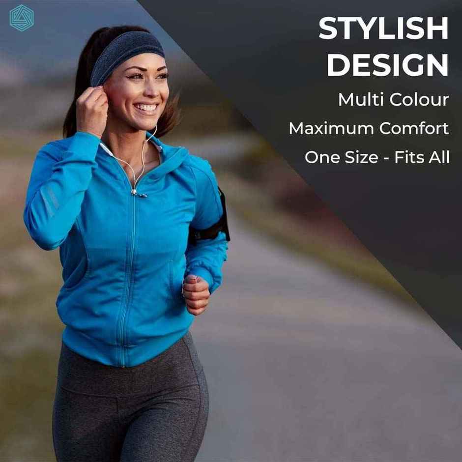 Boldfit Sports Headband | Black & Black Melange for Gym & All Activities