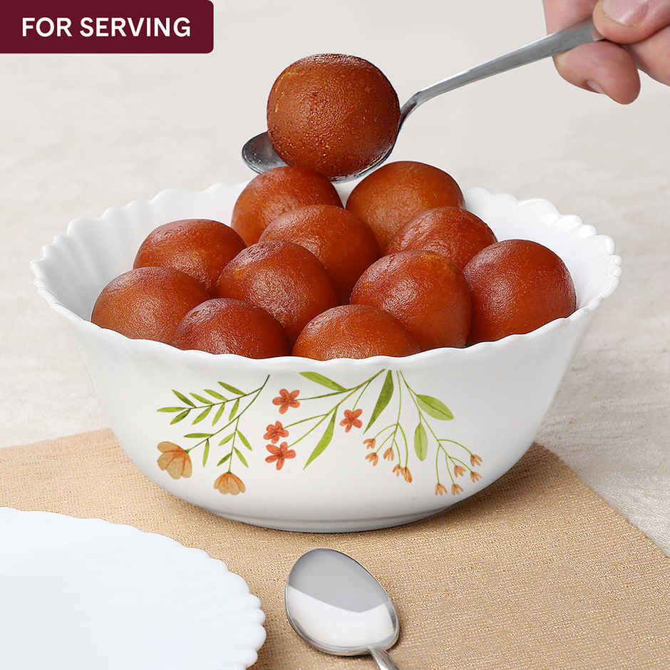 Larah by Borosil Coral Pudding Set | Opalware Crockery for Dining & Gifting Bowl Set