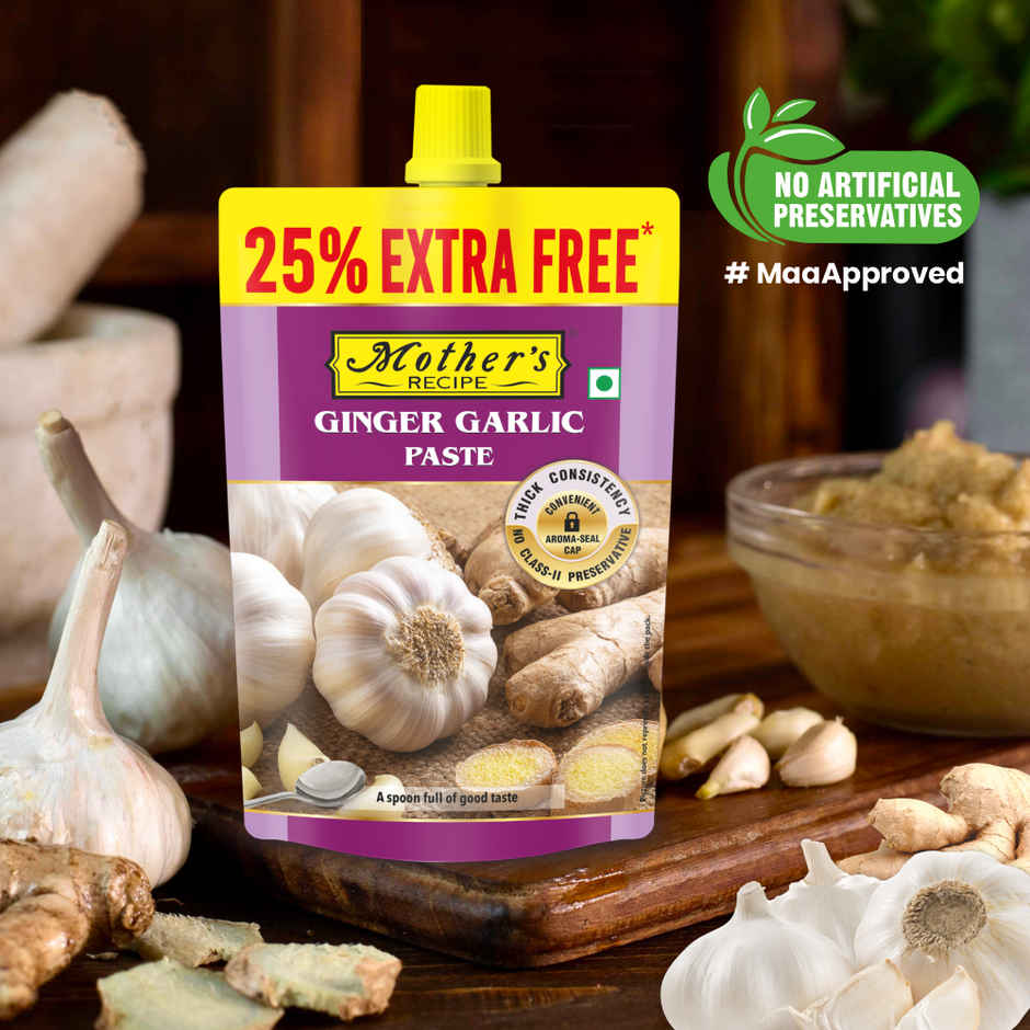Mother's Recipe Ginger Garlic Paste 200gm + 50gm | No Added Artificial Preservatives