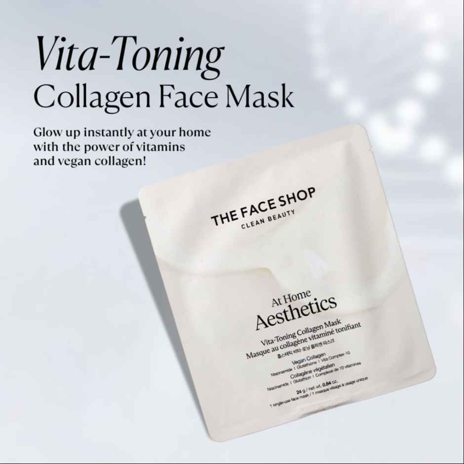The Face Shop Vita-Toning Collagen Face Mask With Glutathione & Hyaluronic Acid