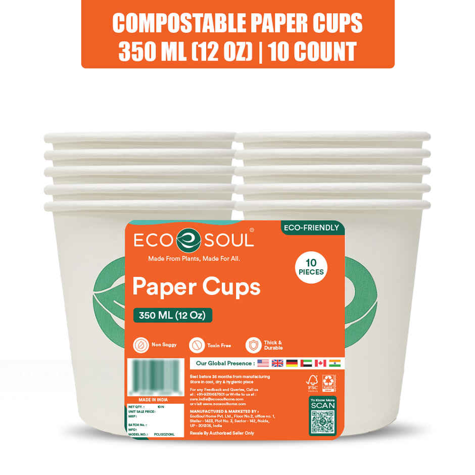 Disposable Cup Glass | 350 ml | 10 Count | Eco Soul