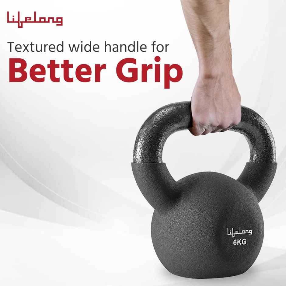 Lifelong Black Neoprene Cast Iron Kettlebells 06 Kg (Llnk01)