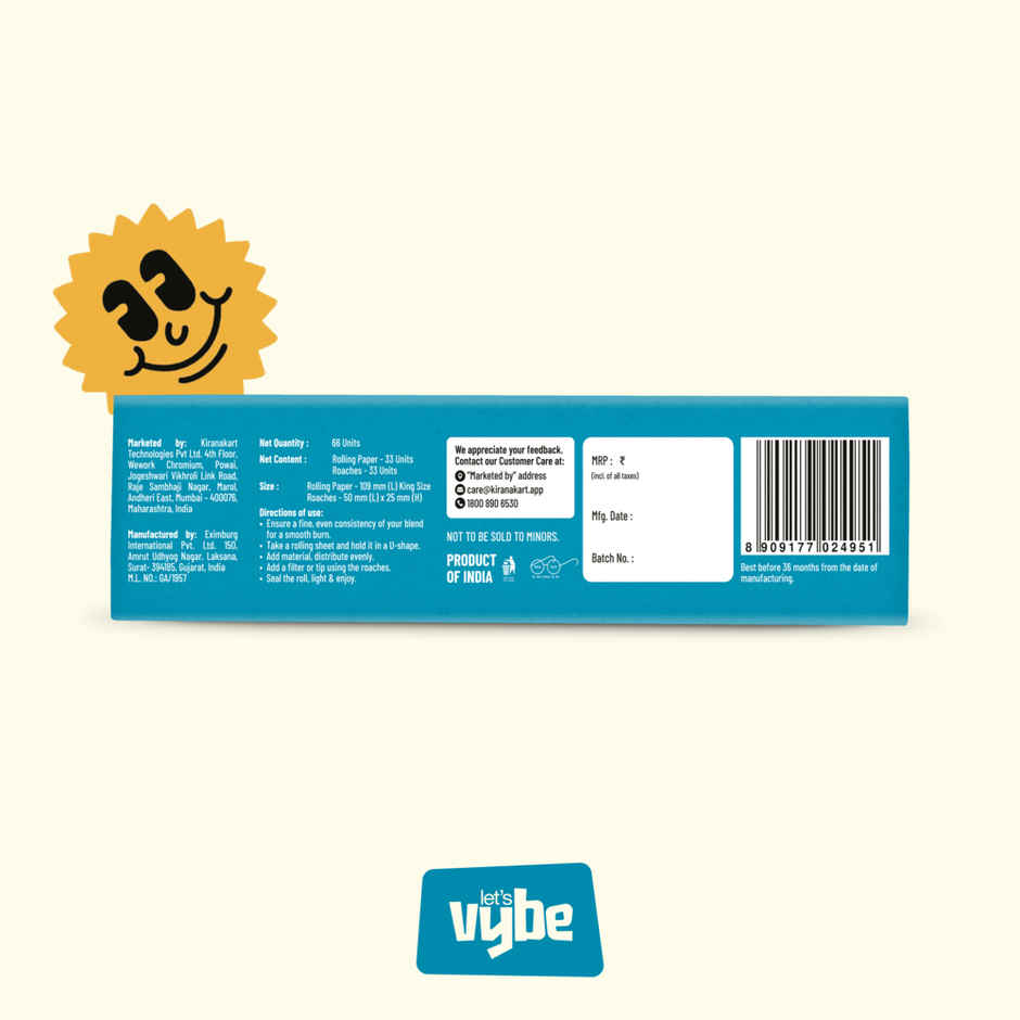 Lets Vybe Rolling Paper 33 Units Rolling Paper & Roaches