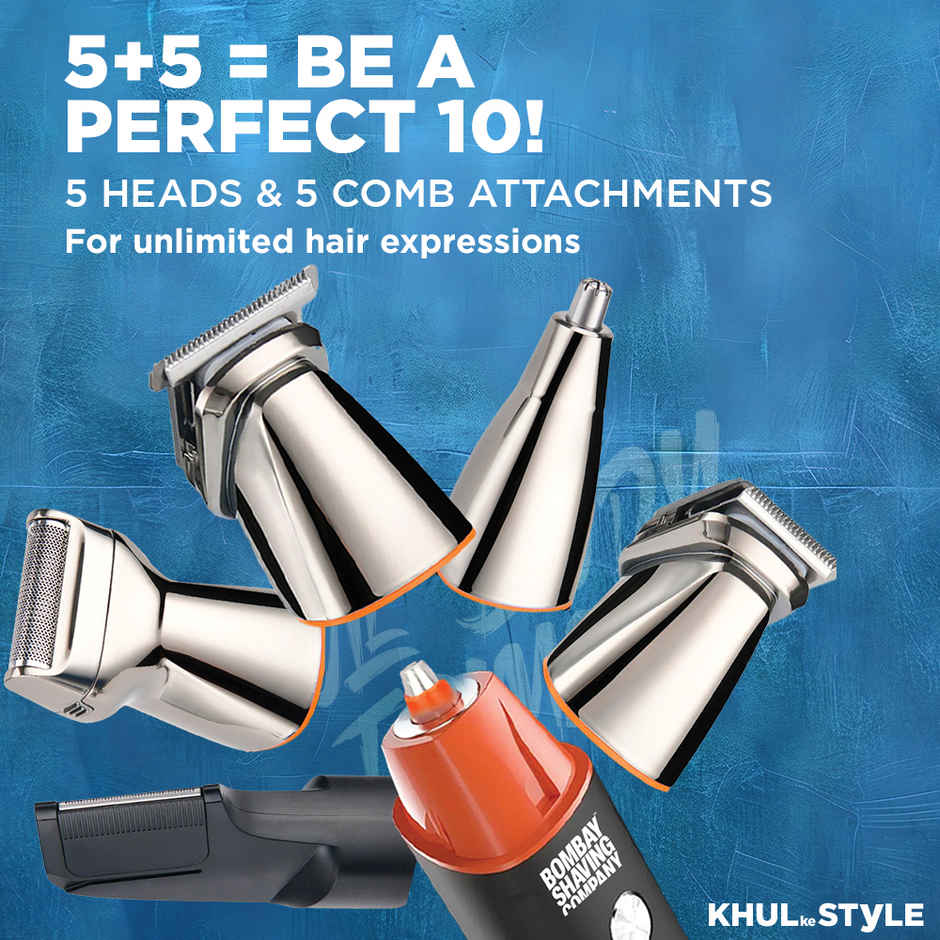 Bombay Shaving Company Full Body Trimmer | 11-in-1 Magnetic Attachments | LED Screen | Multi Length Settings Combs