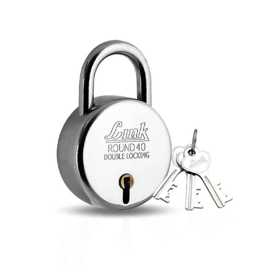 Link New Round Stainless Steel 40 mm Padlock with 3 Keys Combo