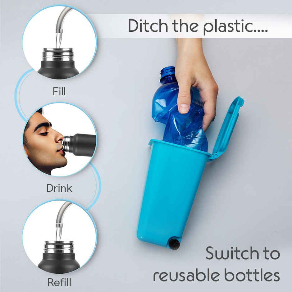 Borosil Sip n Chill BIS Approved Single Wall Stainless Steel Water Bottle - 1000 ml