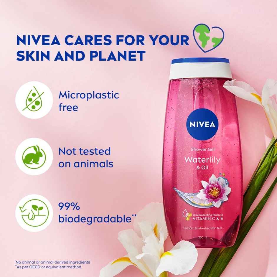 Nivea Frangipani & Oil Shower Gel (250ml) & Nivea Waterlily & Oil Shower Gel (250ml) & Nivea Shower Gel Lemon & Oil (250ml) Combo