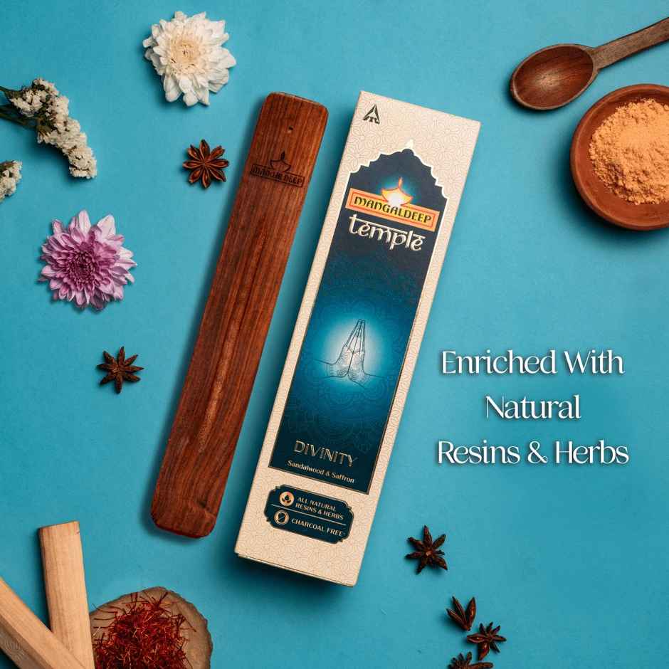 Mangaldeep Temple Divinity Sandalwood & Saffron Infused Fragrances | Hand Rolled Premium Incense