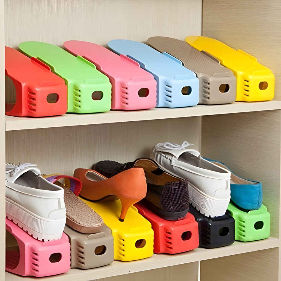 Se7en Adjustable Space Saving Shoe Rack Slots Organizer | Assorted Color