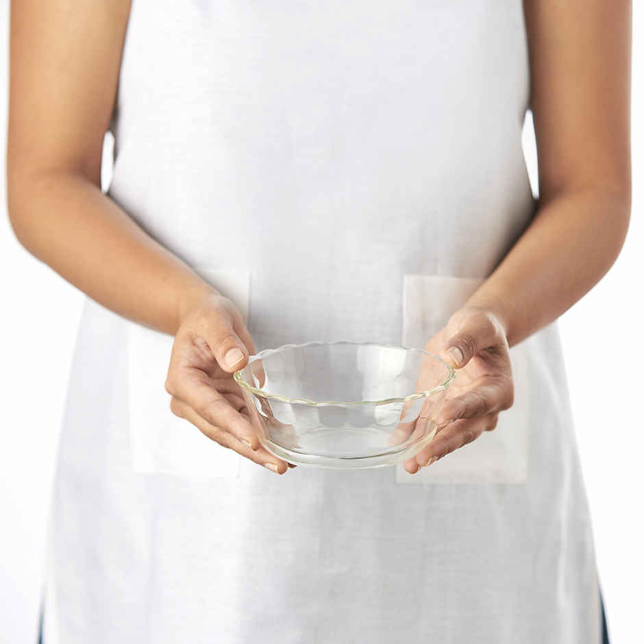 Borosil Designer Glass Serving Bowls, Microwave & Oven Safe - 4 x 430 ml