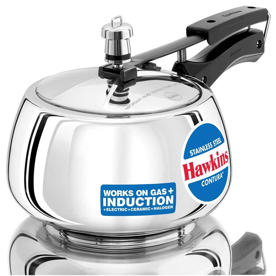 Hawkins 3 Litre Contura Pressure Cooker Stainless Steel Inner Lid Cooker Induction Cooker - Silver
