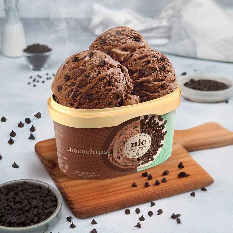NIC Chocochips Ice Cream Tub | Preservative Free | No Artificial Flavors