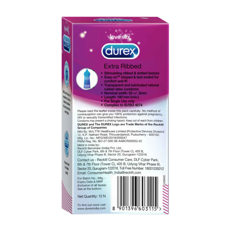 Durex Extra Ribbed & Dotted Condom