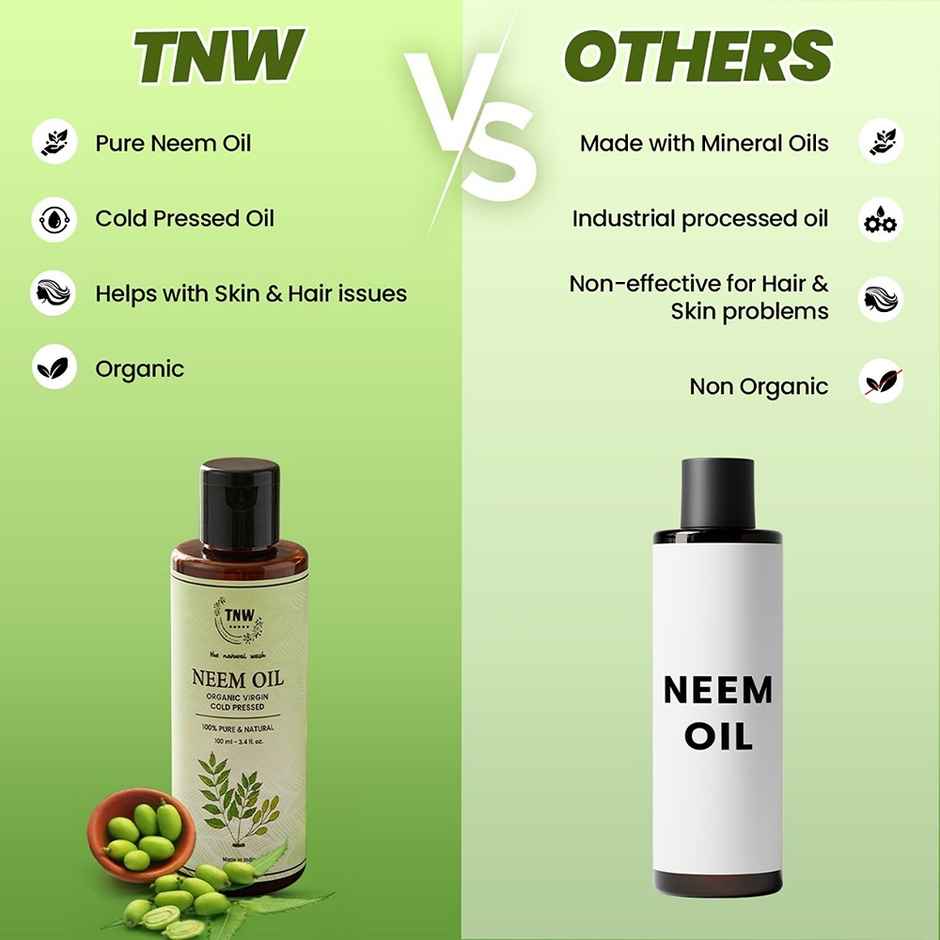 TNW The Natural Wash Pure Neem Oil for Hair & Skin - Controls Acne & Dandruff Combo
