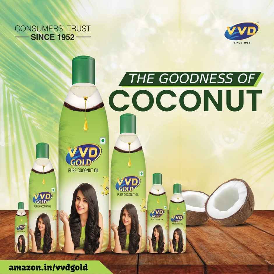 Vvd Gold Pure Coconut Hair Oil Bottle