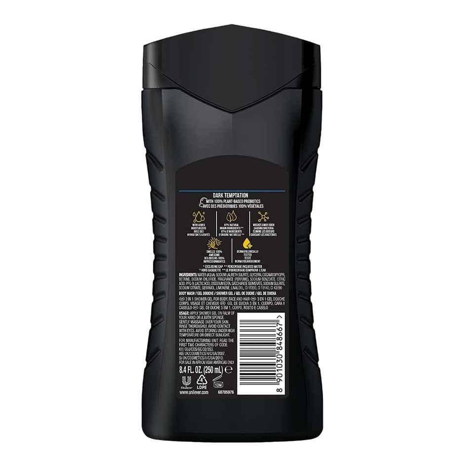 Axe Dark Temptation 3-in-1 Body,Face & Hair Wash | For Men