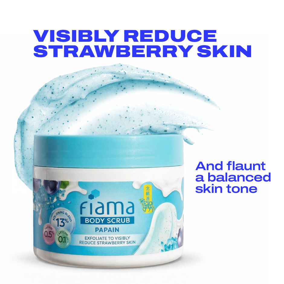 Fiama Strawberry Skin Polishing Body Scrub, with Papain Enzyme For Polished Glow