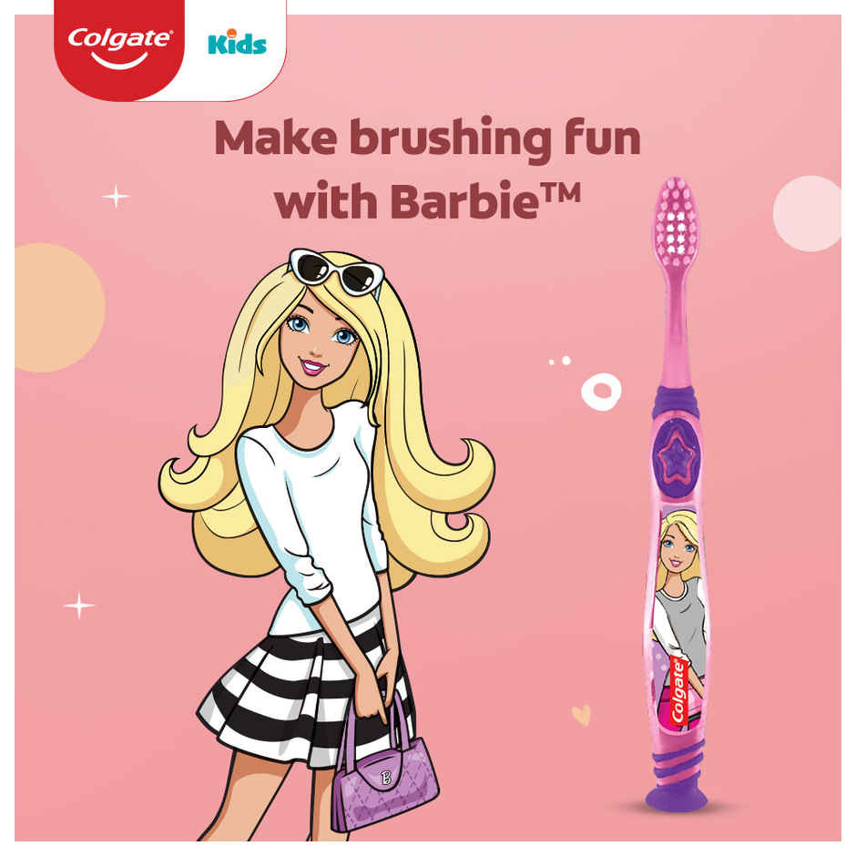 Colgate Kids Barbie Toothbrush, Extra Soft With Tongue Cleaner