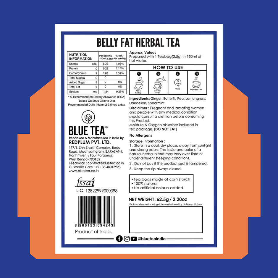 Blue Tea Belly Fat Herbal Tea | Zipper
