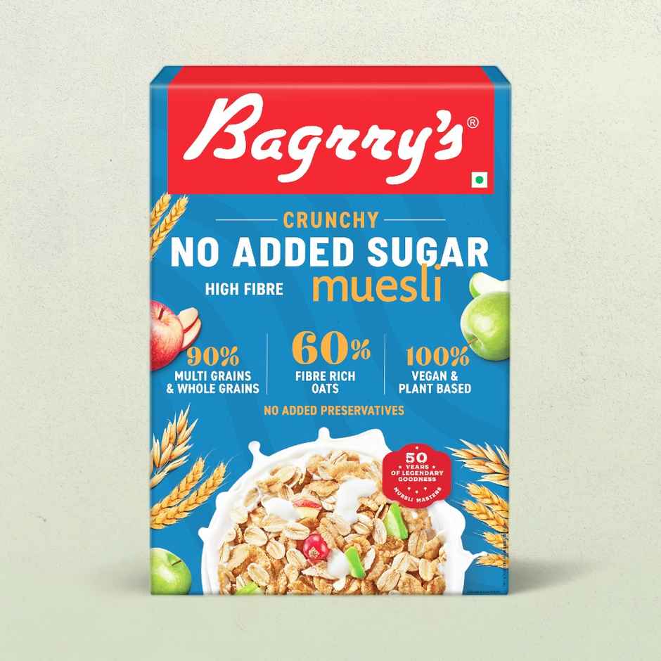Bagrry's Crunchy No Added Sugar 0% Diet Muesli with High Fibre| Plant Based