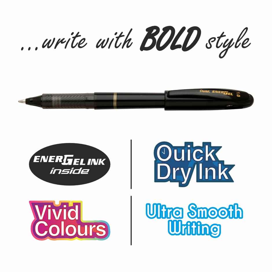Pentel BL410 Energel Bold Single Black Body Blue Ink