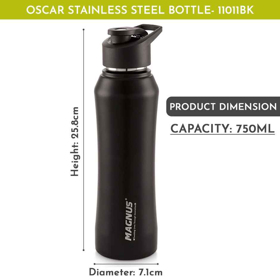 Magnus Oscar 750ml Single Wall Sports Water Bottle | Black