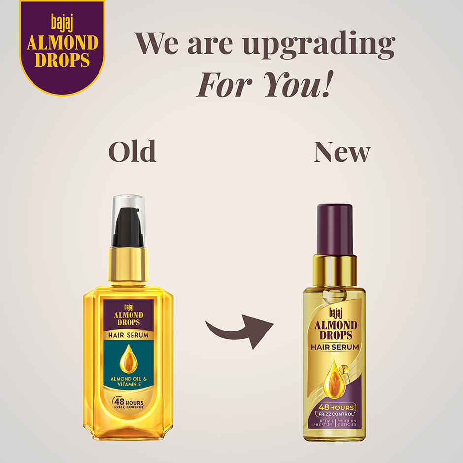 Bajaj Almond Drops Hair Serum with Almond Oil & Vitamin E, Nourishes Dry & Frizzy Hair up to 48 hrs