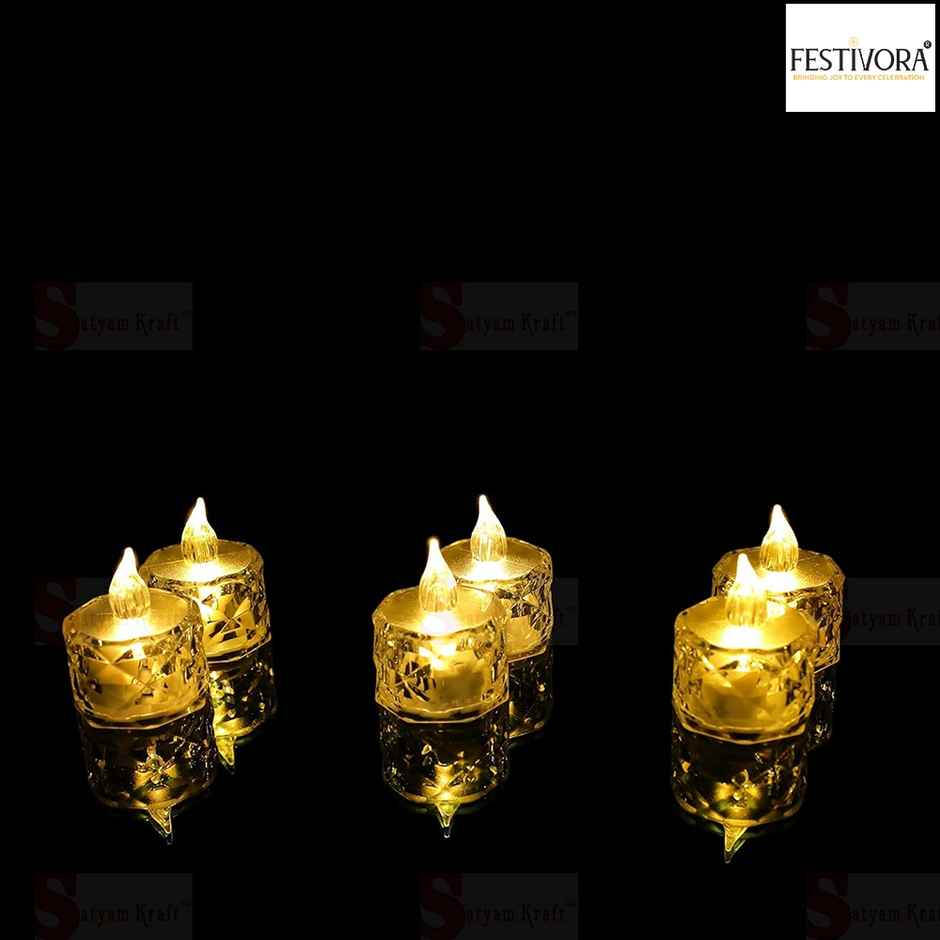 Festivora Pack of 6 Crystal LED candles-Battery powered, warm white , perfect for decoration