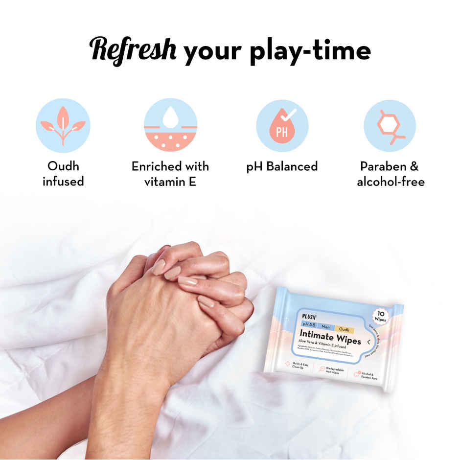 Plush Intimate Play Wipes Combo For Men & Women's skin Friendly, No Mess