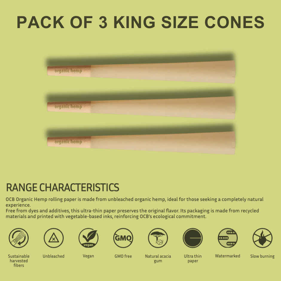 OCB France Organic Hemp Pre-Rolled Cones | King Size