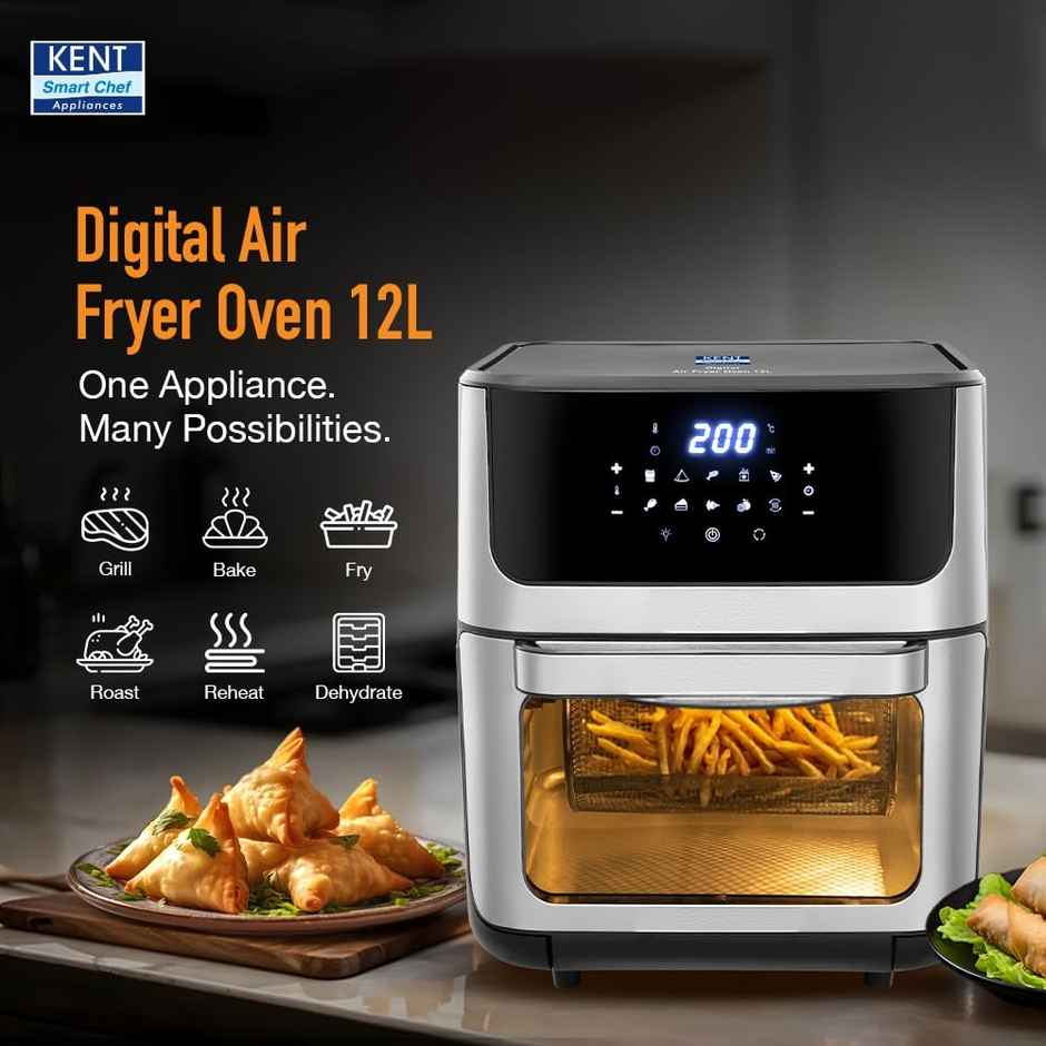 KENT Digital Air Fryer Oven | 360 Rapid Heat Circulation | 10 Preset Menus | 1800 W | 12 L