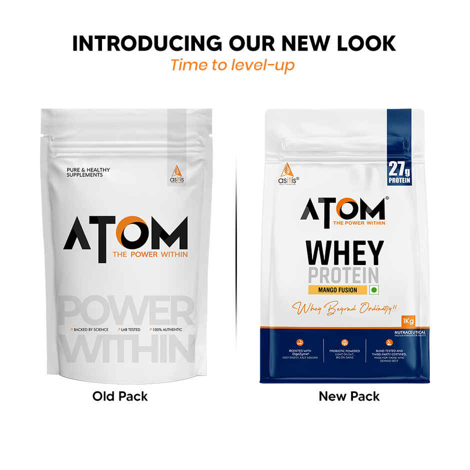 AS-IT-IS Nutrition ATOM Whey Protein with DigeZyme 1kg | Mango Fusion
