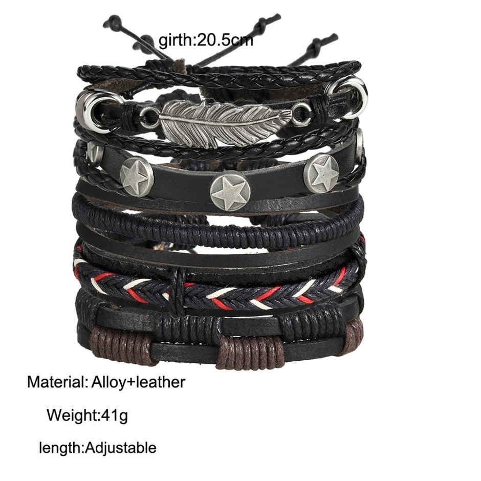 Shining Diva Fashion Stylish Multi Strand Leather Bracelet for Men | 9904b