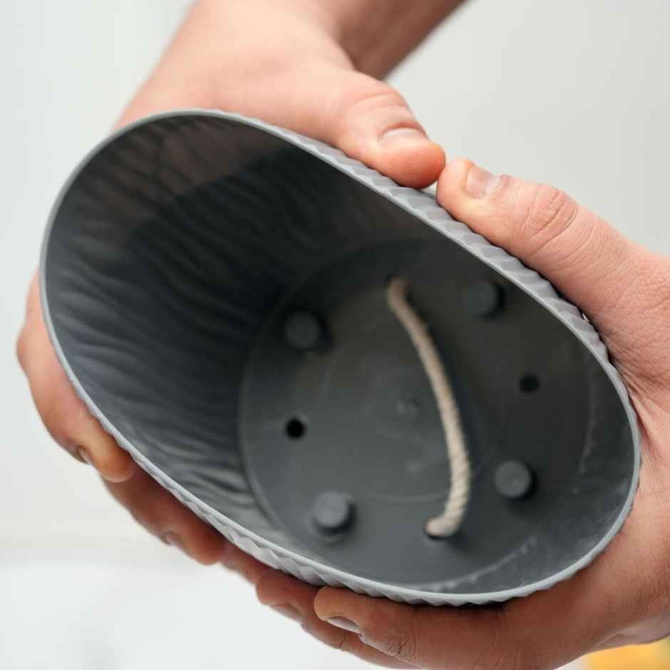 Nurturing Green - Self Watering Pot | Set of 1 | Grey | Size: 14cm x 12.5cm | Plastic Flower Pots