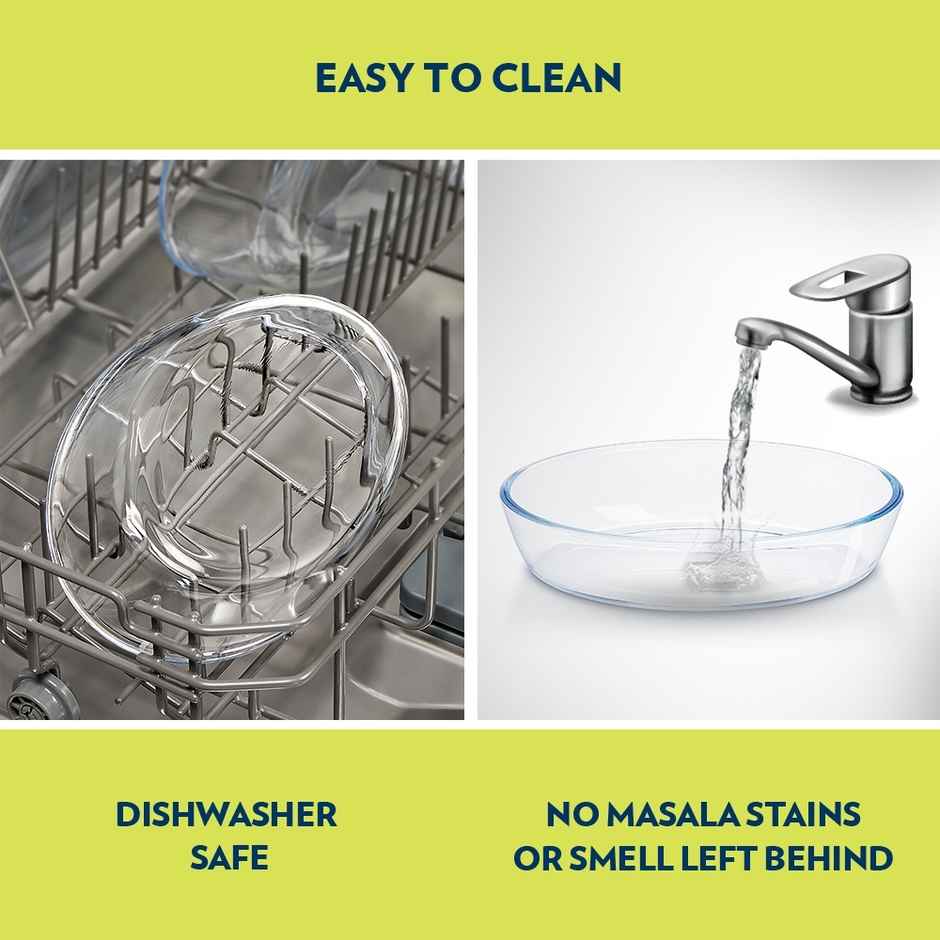 Borosil Oval Baking Dish | Borosilicate Glass Serving | Microwave & Dishwasher Safe | 700 ml