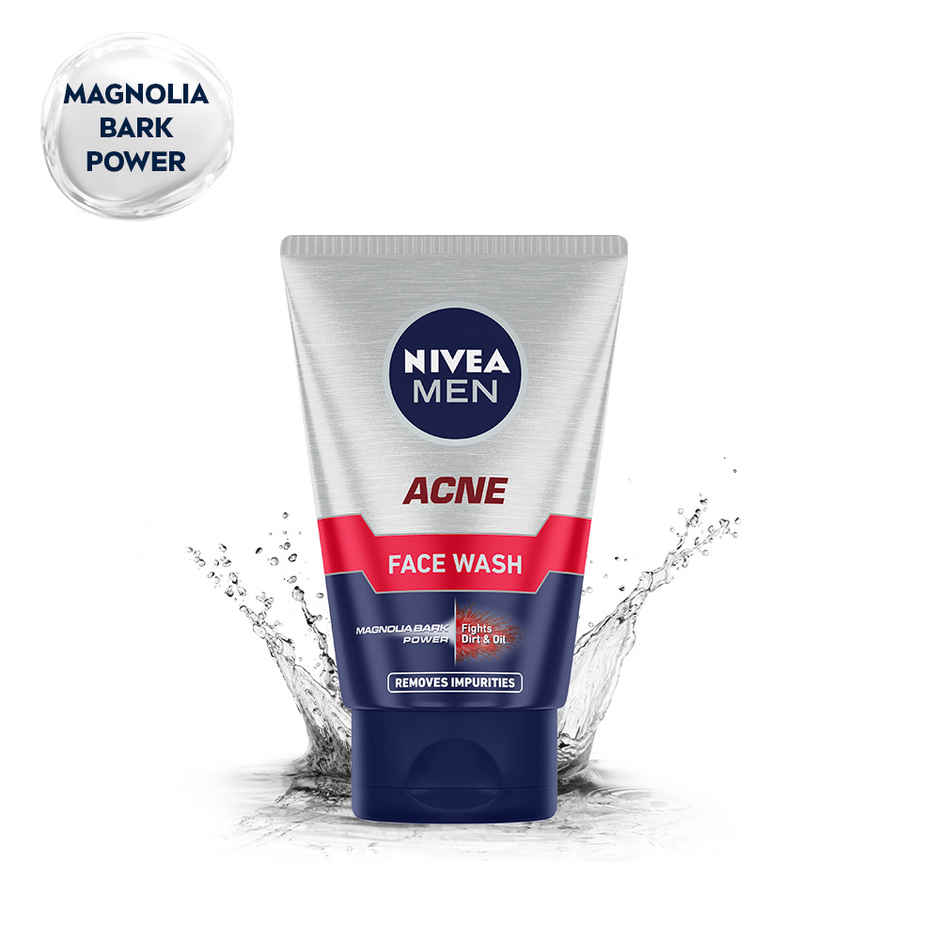 Nivea Men Acne Face Wash for Oily & Acne Prone Skin Fights Oil & Dirt with Magnolia Bark Power