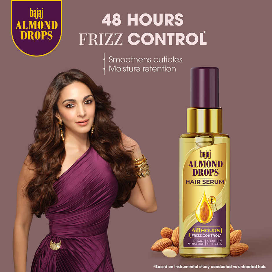 Bajaj Almond Drops Hair Serum with Almond Oil & Vitamin E, Nourishes Dry & Frizzy Hair up to 48 hrs